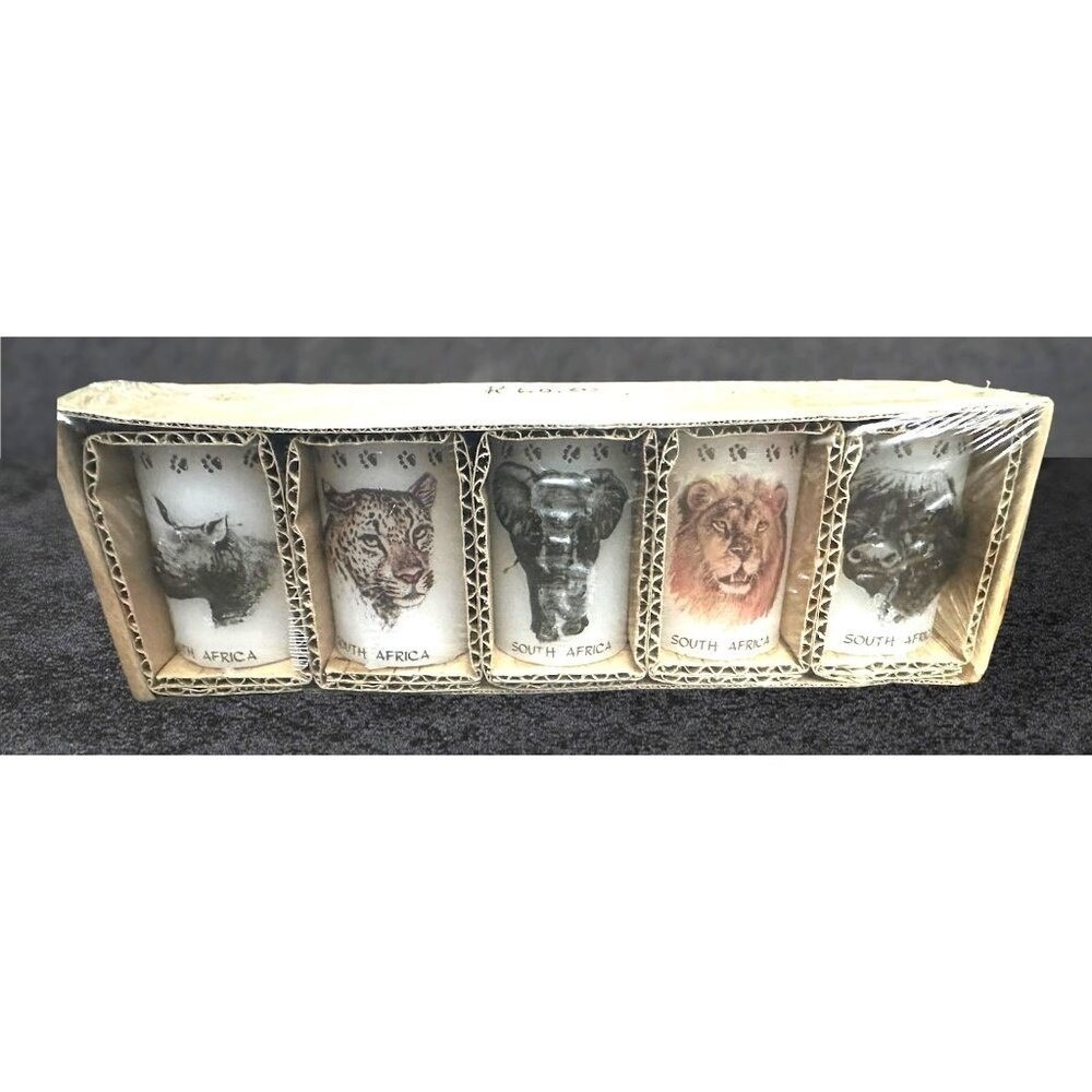 Set Of 5 South Africa Animal‎ candles  - Rhino Leopard Elephant Lion Buffalo